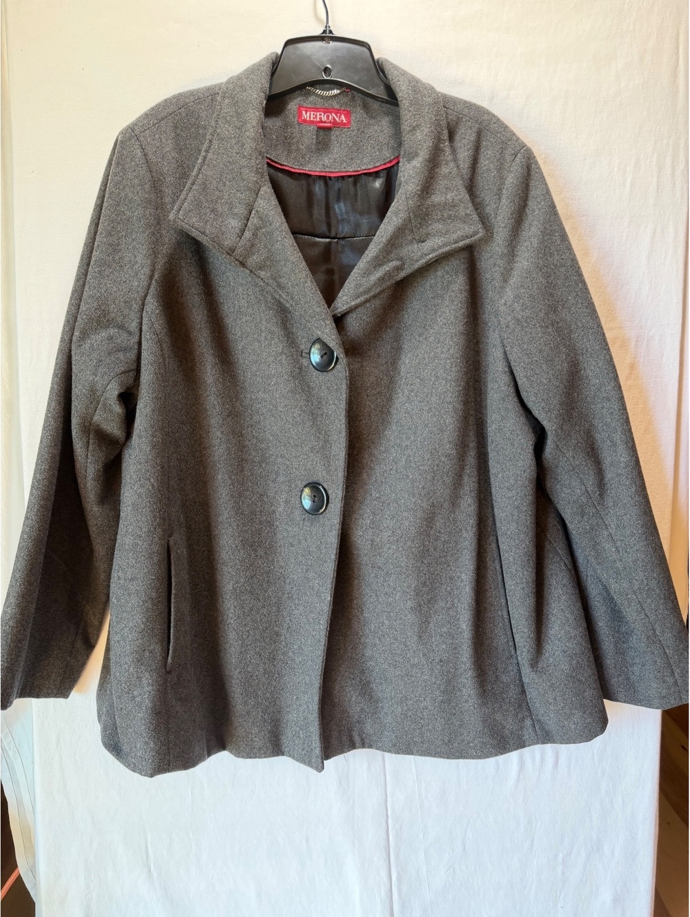 Merona Women's Gray Wool Blend Coat Size 2X